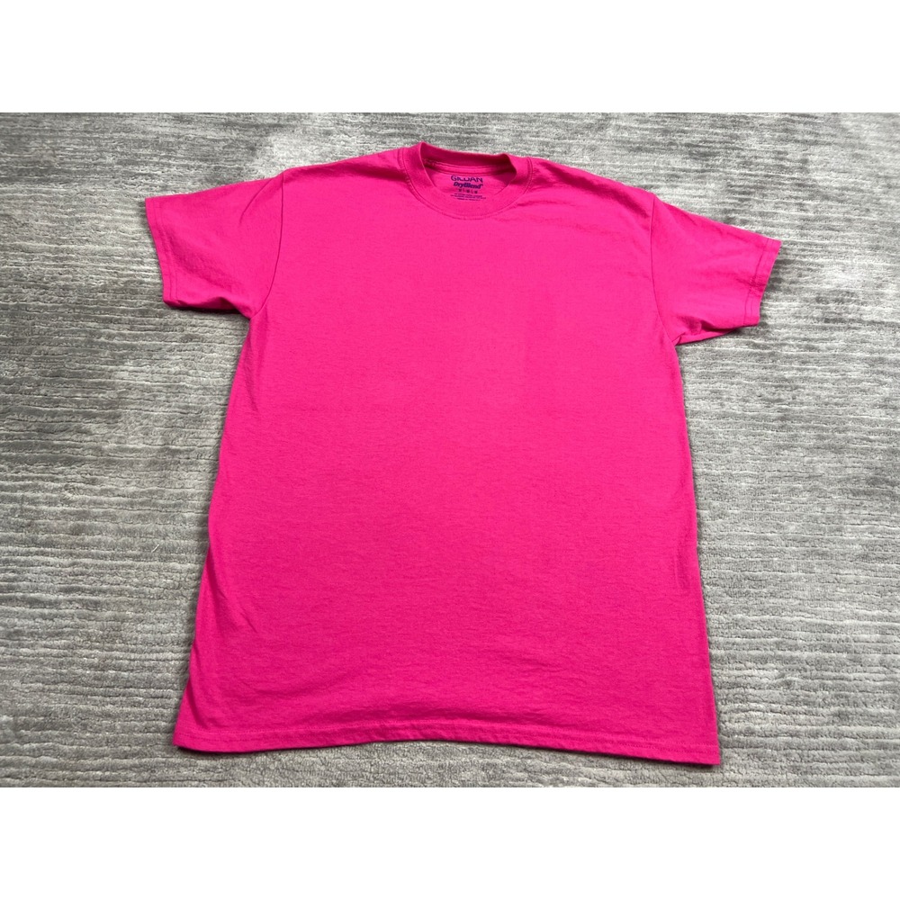 Gildan T-Shirt Mens M Hot Pink DryBlend Basic Crew Neck Short Sleeve Solid 30823